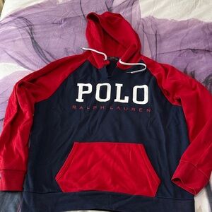 Polo by Ralph Lauren Men's Navy and Red Hoodie